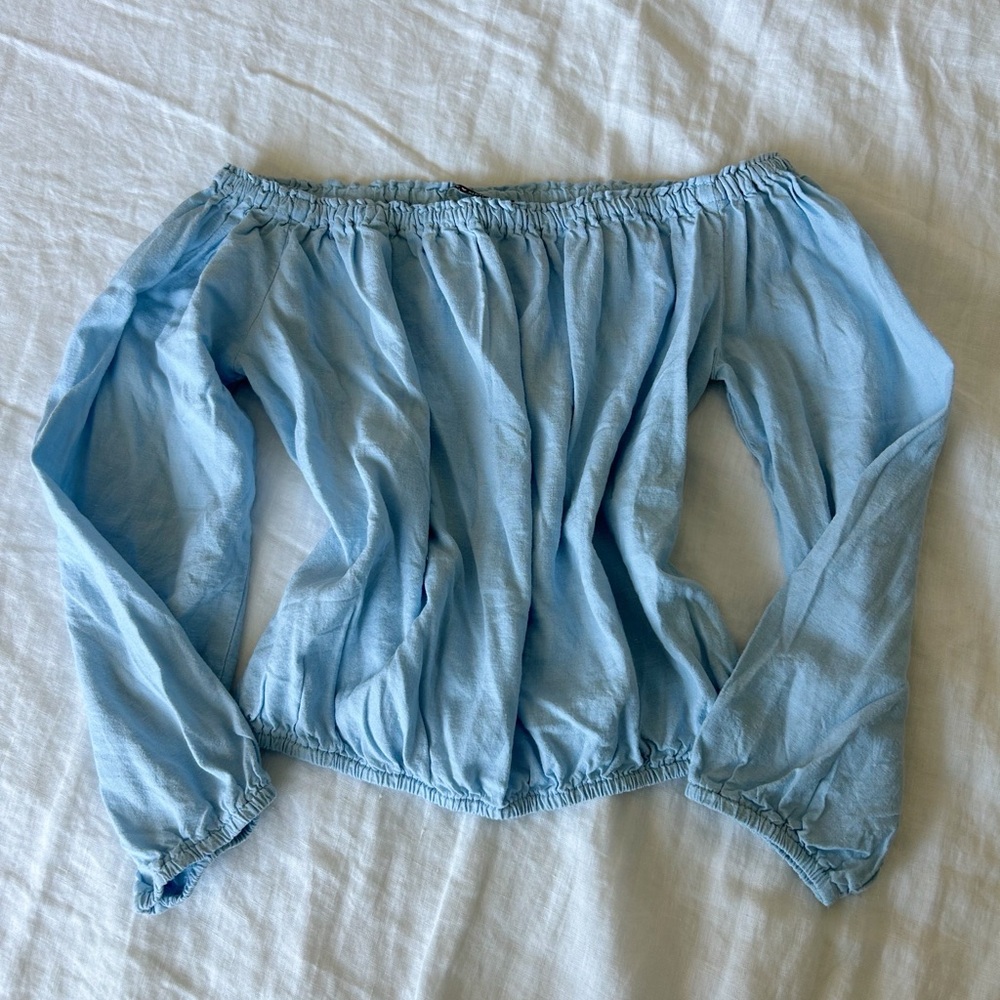 Brandy Melville light blue Maura off shoulder top